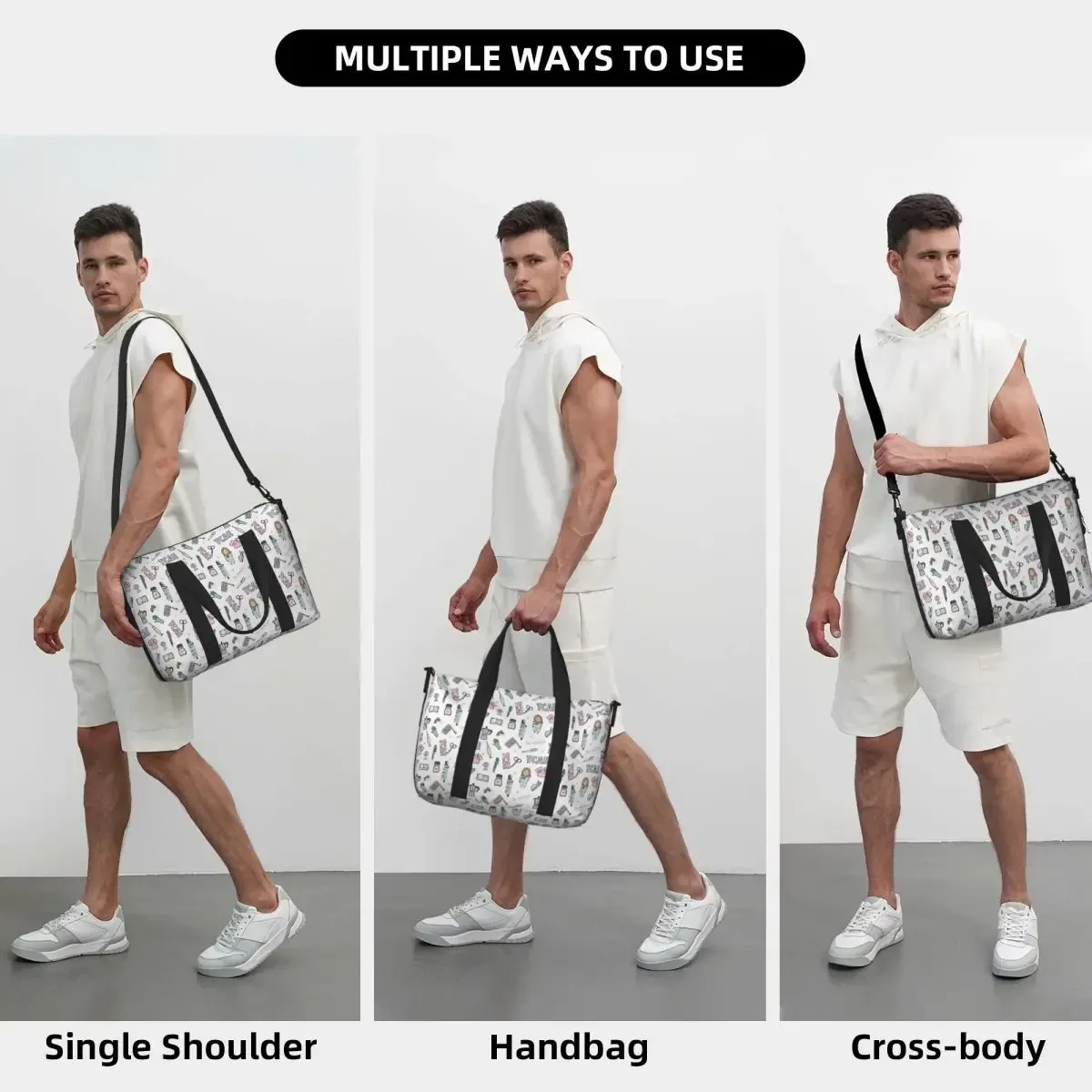 infirmière médecin modèle sac fourre-tout femmes dessin animé impression taches shopper épaule plage salle de sport sac de voyage en plein air taille unique