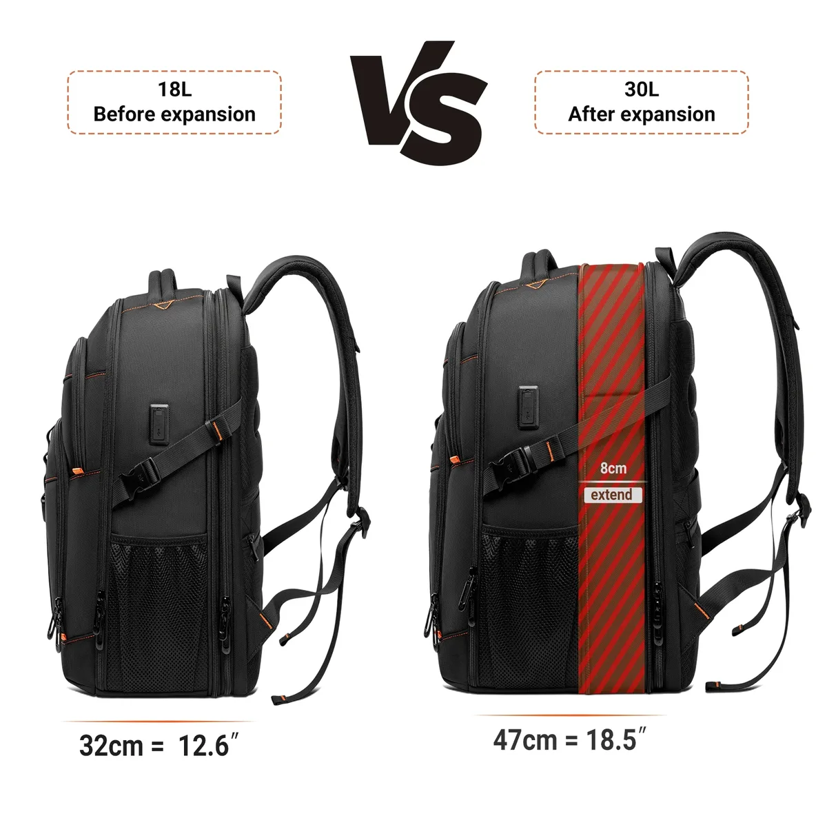 sac à dos multifonctionnel heroic knight pour hommes, sac de voyage extensible pour ordinateur portable 17,3 pouces, avec port usb, imperméable, élégant, idéal pour l'université.