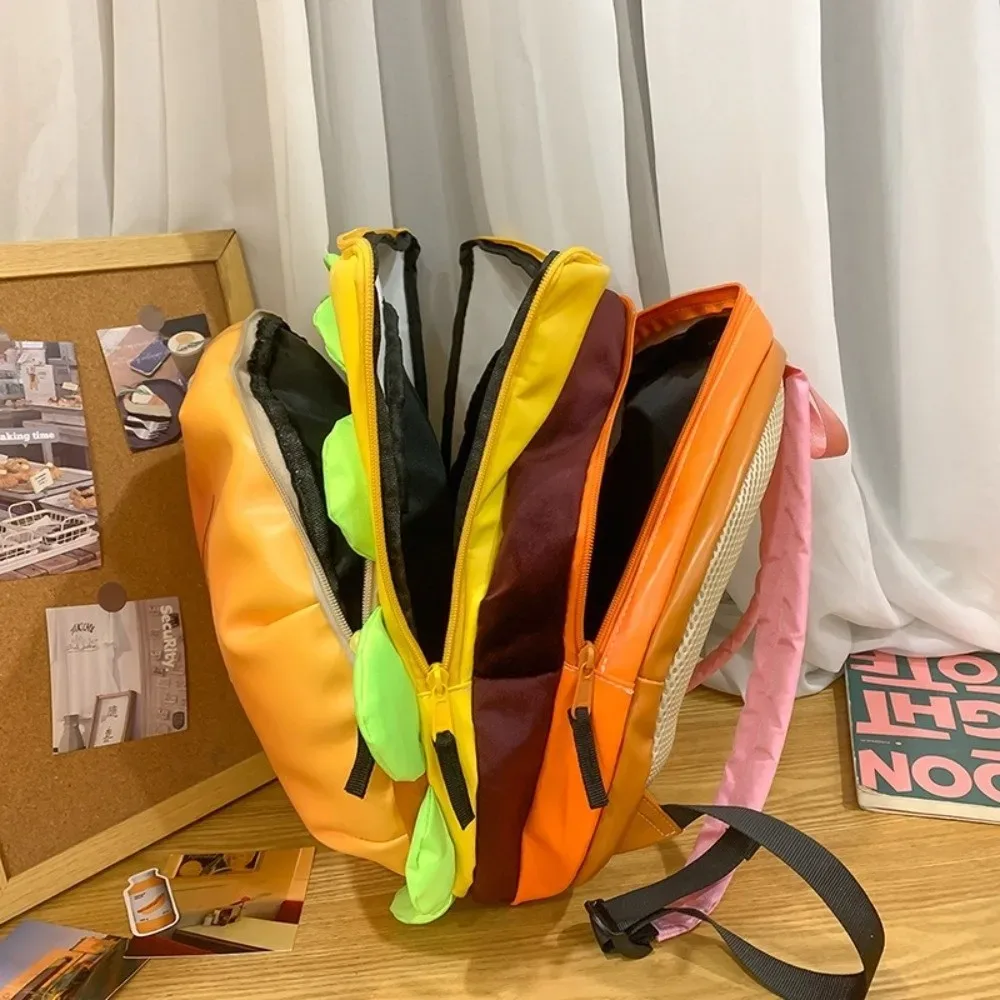 sac à dos drôle de grande capacité pour cheeseburger, imperméable, joli style, sac à dos d'école multicouche pour femmes et hommes
