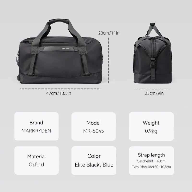 sac de voyage convertible mark ryden 3-en-1 avec poche pour trolley et grande capacité de 30l