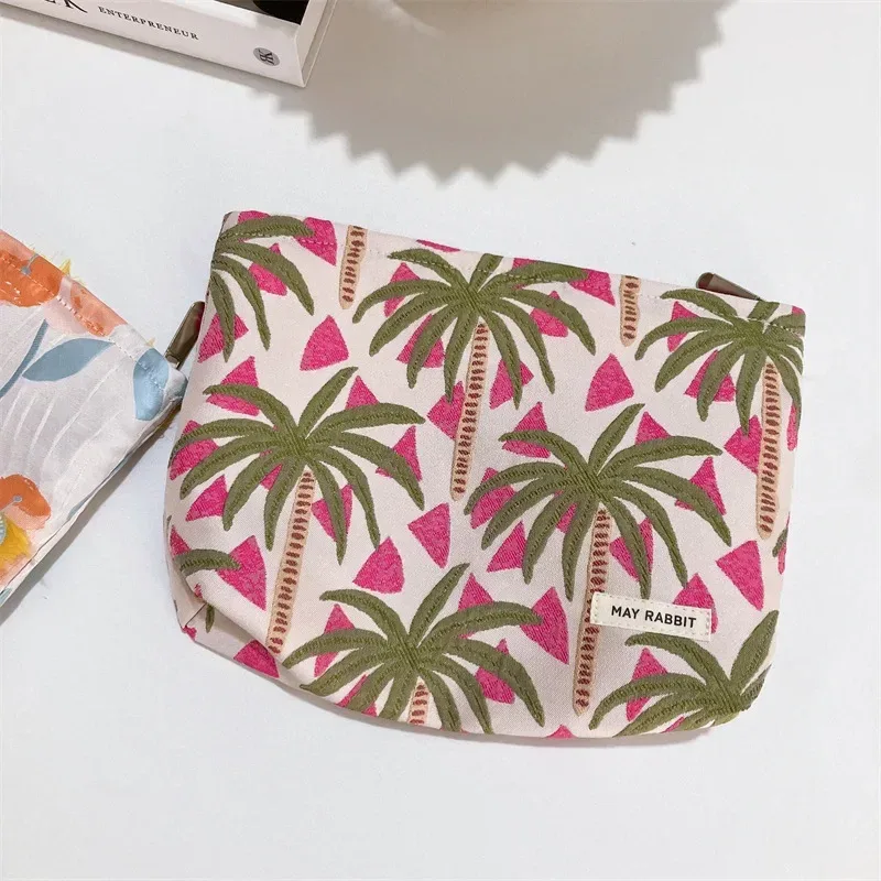 nouveau sac de maquillage vintage fleur en relief de haute qualité pour femmes, sac à cosmétiques, pochette de maquillage en toile de grande capacité, organisateur de voyage
