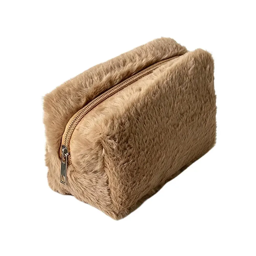 trousse de maquillage en peluche de grande capacité, organiseur de toilette portable pour les voyages et l'usage quotidien 