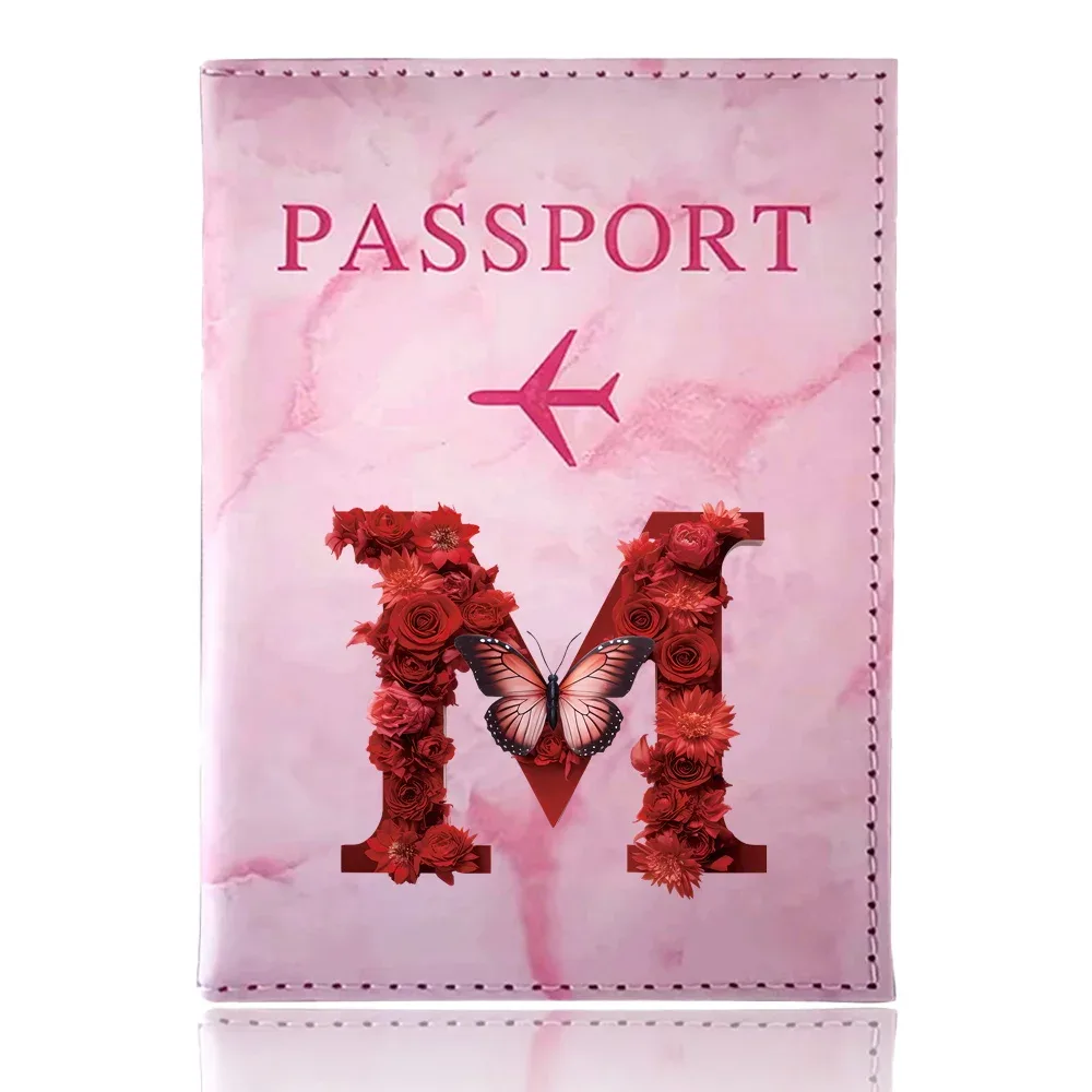 étui de passeport imprimé série rose rouge, porte-passeport, accessoires de voyage, housse de protection pour avion