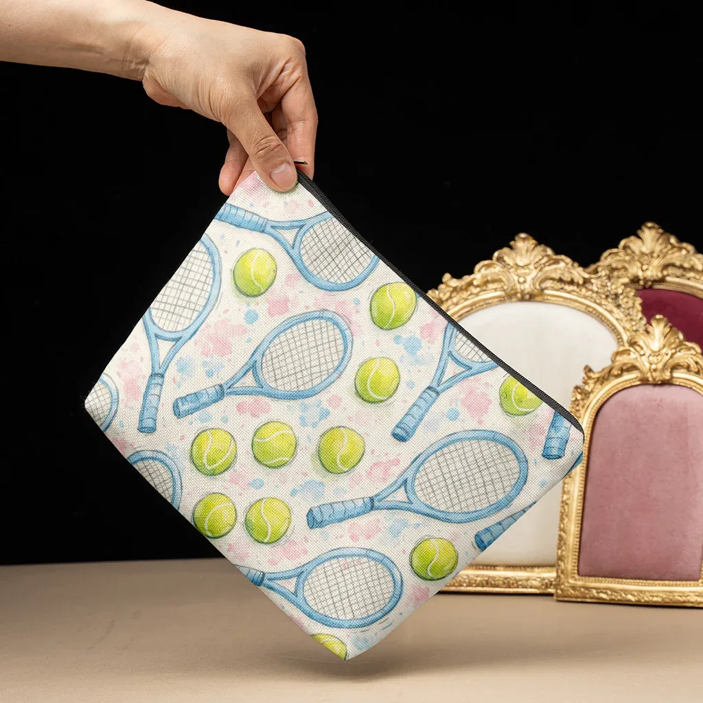 trousse de toilette à motif tennis avec fermeture éclair, grande capacité, sac de voyage pour cosmétiques, cadeau de vacances