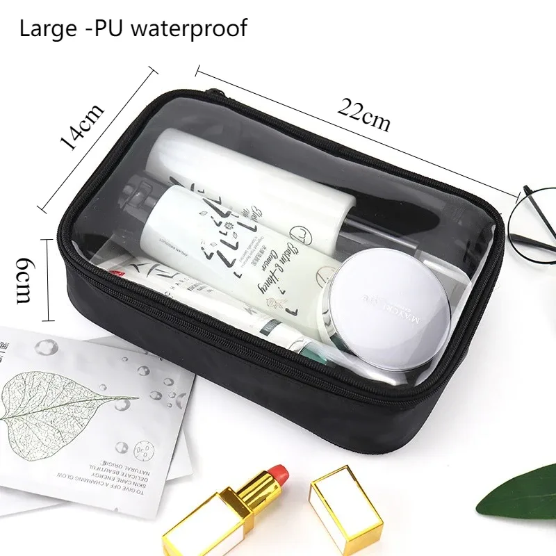 trousse de maquillage imperméable en pvc transparent pour femmes, trousse de voyage à cosmétiques, trousse de maquillage, sacs pour hommes, pochette de rangement pour brosses de toilette