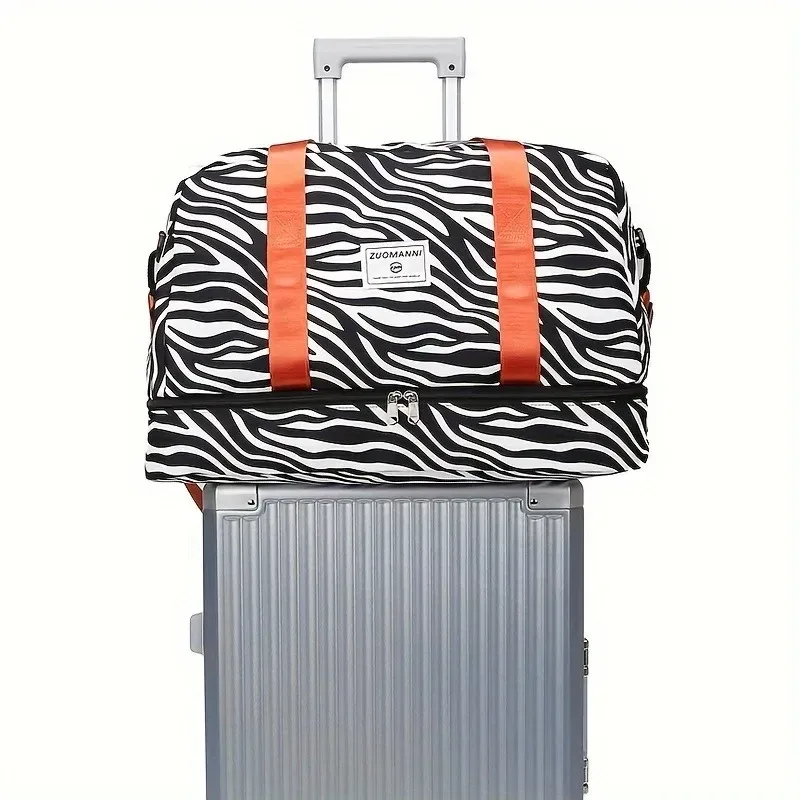 sac de voyage en nylon de grande capacité avec imprimé animal, sac de sport et de gym, sac de week-end portable pour femmes, sac de nuit.