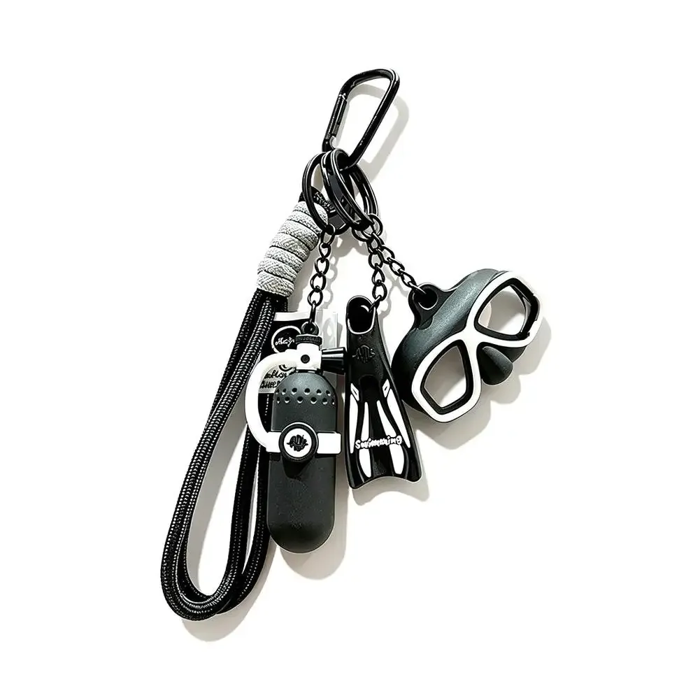 porte-clés thème plongée 3d mini équipement de plongée pendentif sac bouteille d'oxygène plongeur palmes lunettes anneau porte-clés aventure océanique pour sac à dos
