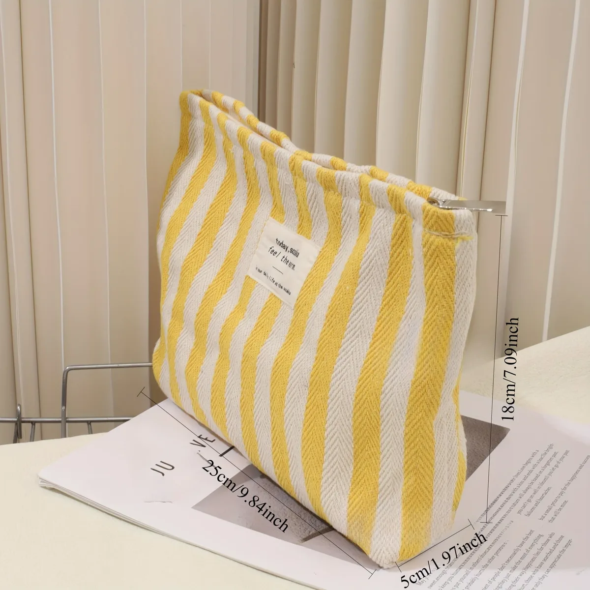 trousse de maquillage rayée personnalisée, broderie du nom, pochette cosmétique, grande capacité, organisateur de toilette de voyage, cadeau pour femmes