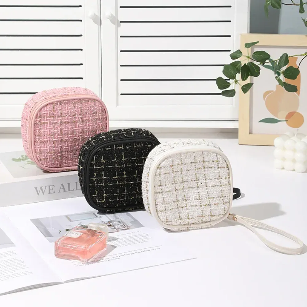 mini trousse de maquillage tissée – pochette cosmétique portable avec fermeture éclair, organisateur compact pour clés de rouge à lèvres, pièces de monnaie, voyage et usage quotidien