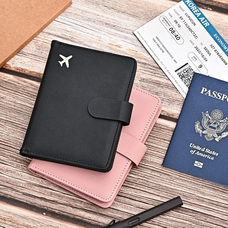 porte-passeport en cuir couvre étui étanche voyage carte de crédit portefeuille mignon passeport livre pour femmes/hommes boucle passeport couverture