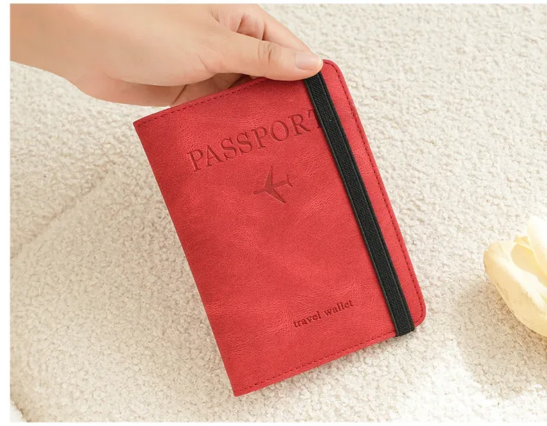 pochette de voyage rfid anti-électronique 2026, étui en cuir pu simple et élégant, porte-documents multifonctionnel, portefeuille de voyage