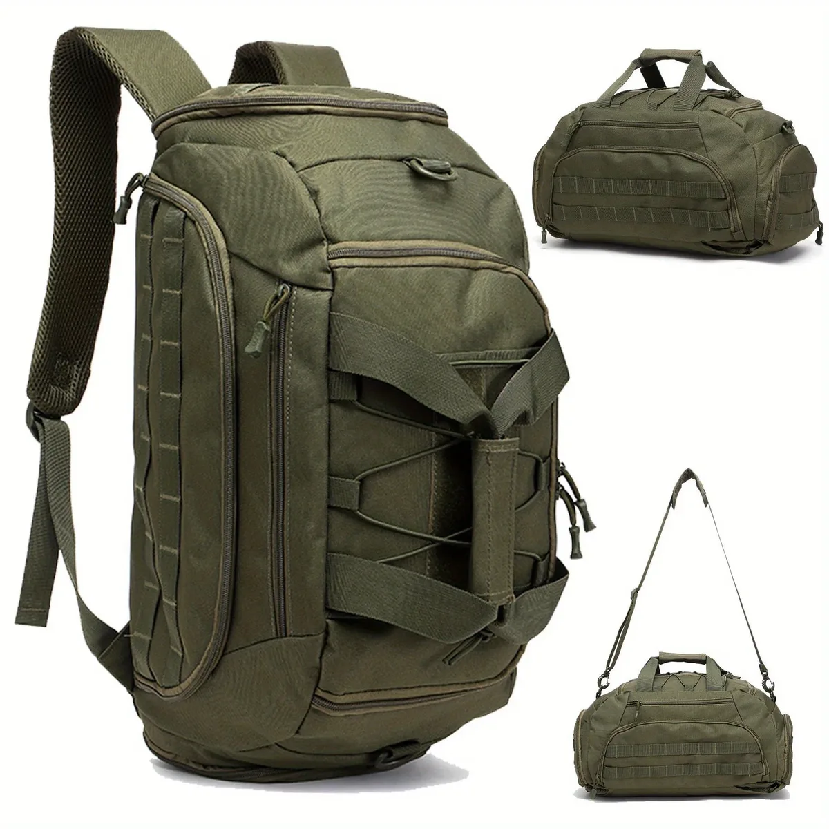 sac à dos de sport tactique 3 en 1 avec compartiment à chaussures, sac polochon convertible pour hommes et femmes, sac de voyage de nuit pour week-end