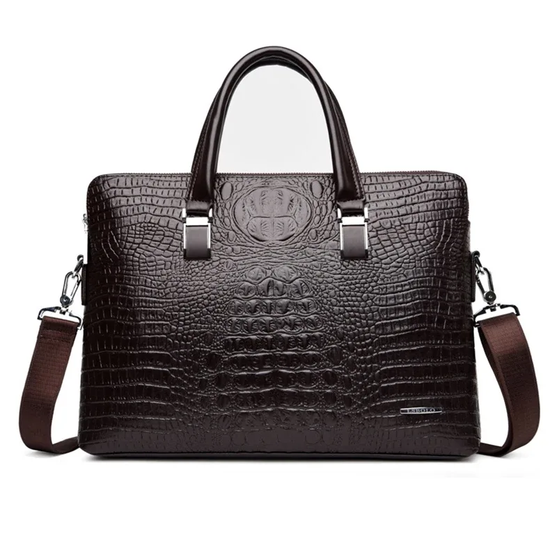 porte-documents en cuir pu pour homme, fourre-tout crocodile alligator, sac à main pour ordinateur portable 14, sacoche d'affaires à bandoulière