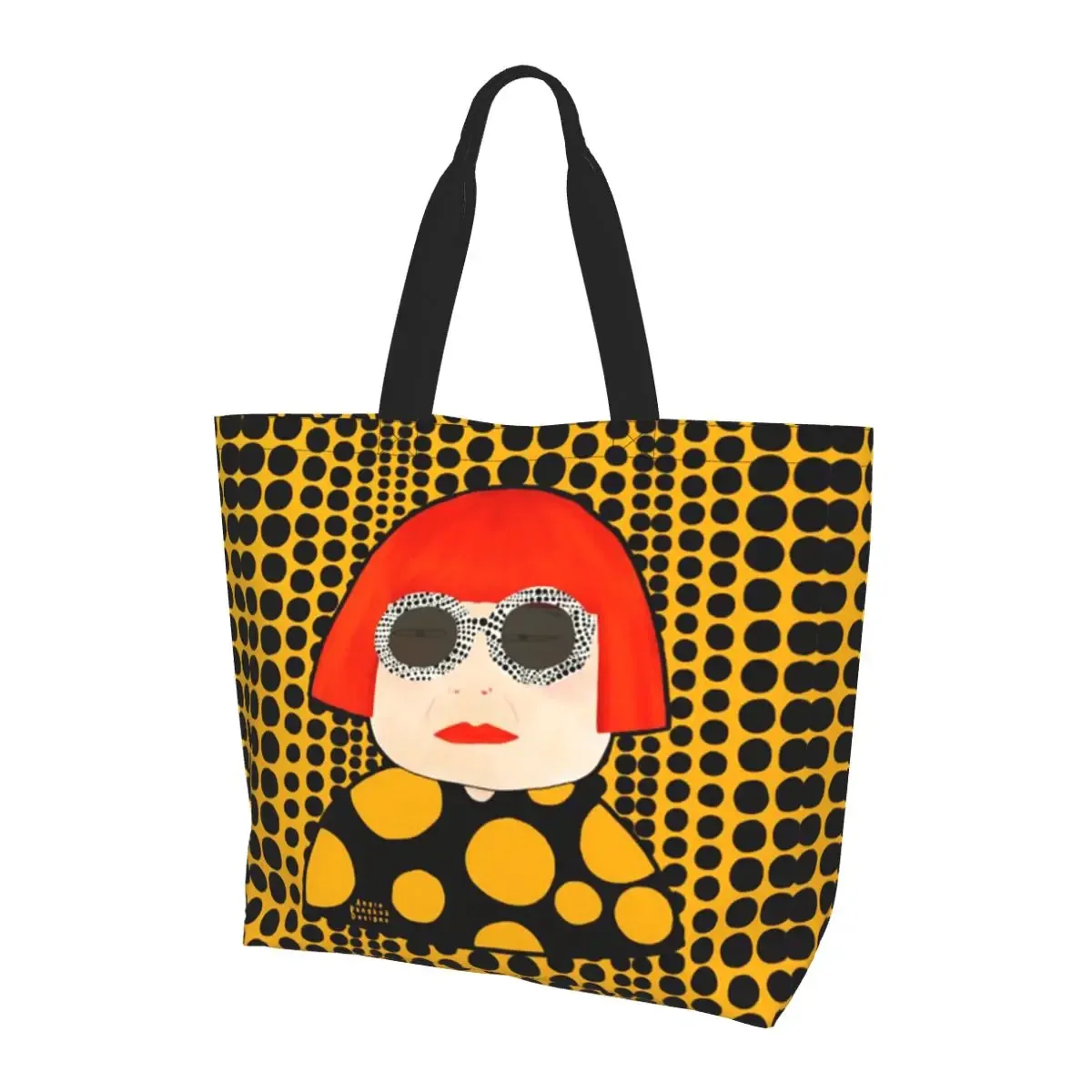 sac fourre-tout en toile avec peinture abstraite yayoi kusama, grande capacité, sac à bandoulière, sac de courses pour femmes