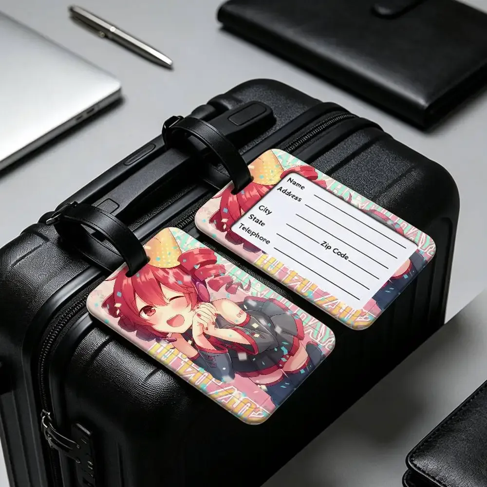 1 pièce étiquette d'identification de bagage en pvc populaire du chanteur virtuel kasane teto, porte-carte d'information anti-perte, étiquette nominative pour valise de voyage