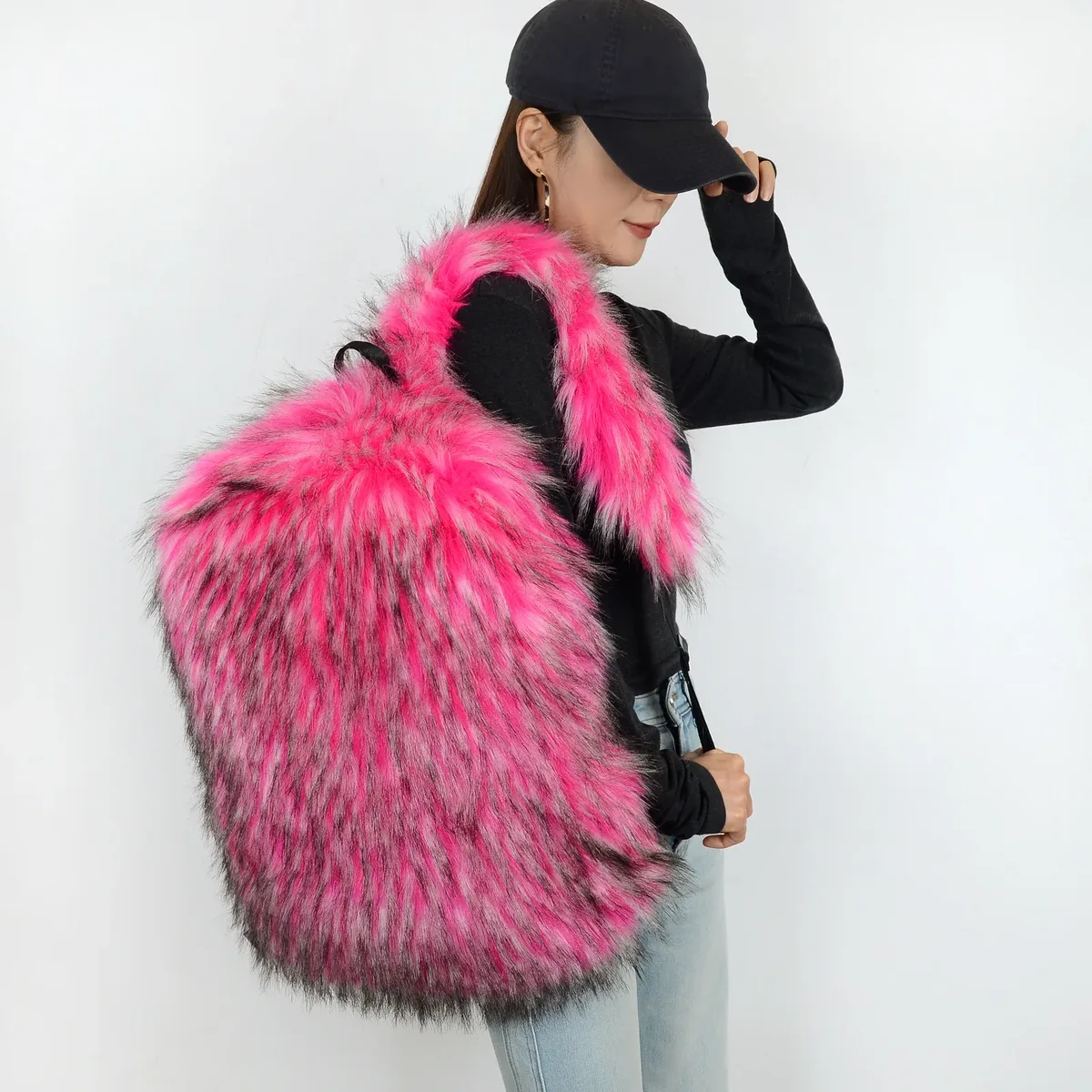nouveau sac à dos en fausse fourrure grande capacité unisexe, sac à bandoulière en peluche pour voyage automne-hiver, sac à dos en tissu doux super grande taille unisexe