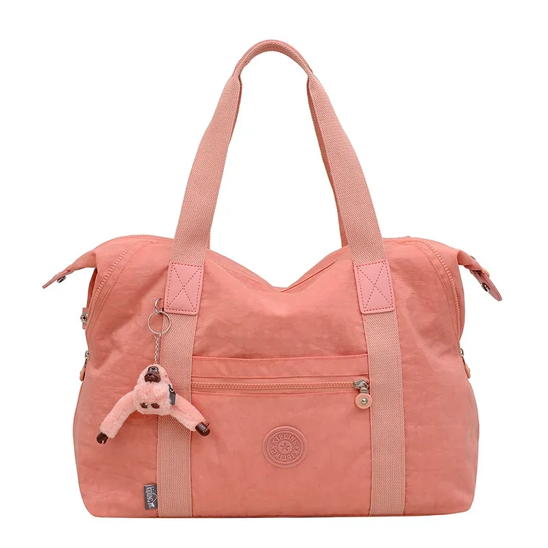 sac de voyage grande capacité en toile lavée, léger, pour courts séjours, sac de sport, avec pendentif singe, sac à bagages unisexe style urbain