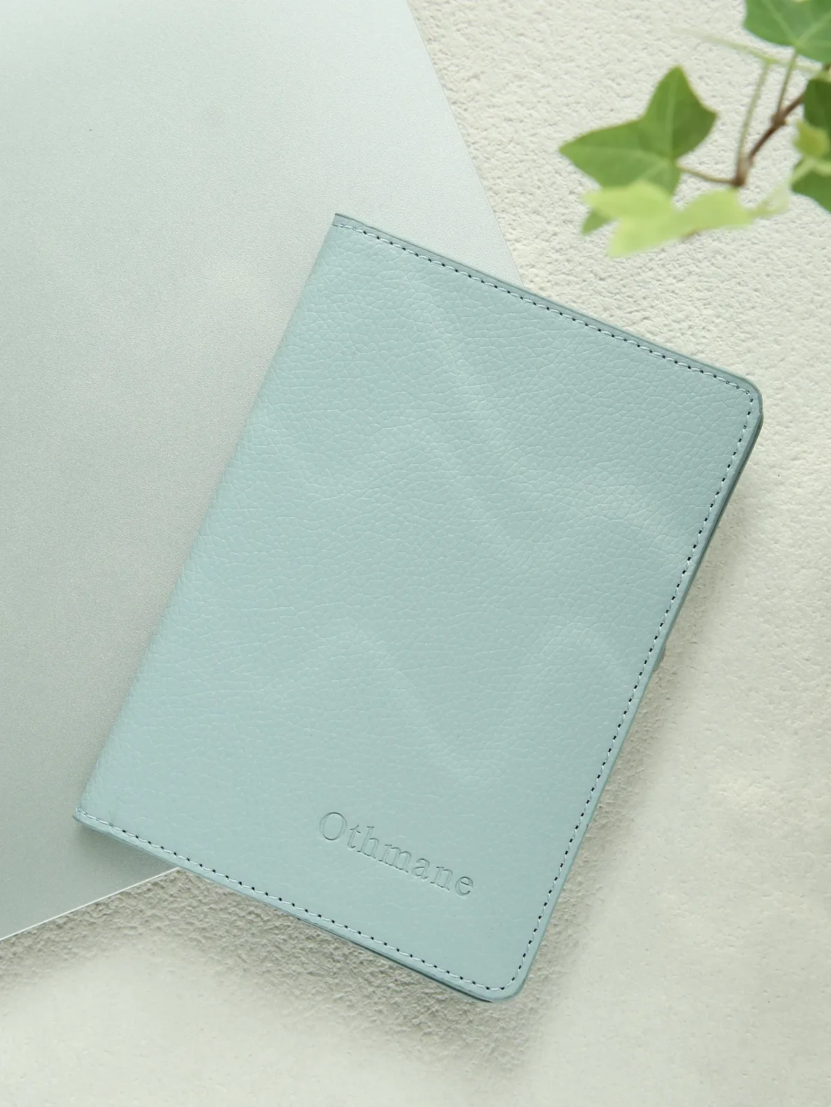 porte-passeport personnalisé avec nom, monogramme personnalisé, texture en similicuir, couverture de passeport unie avec blocage rfid, cadeau de vacances