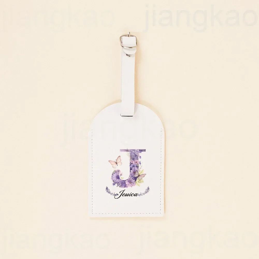 étiquette de bagage personnalisée en pu, lettre florale avec nom, étiquette de valise, accessoire de voyage, cadeau d'anniversaire de mariage pour elle