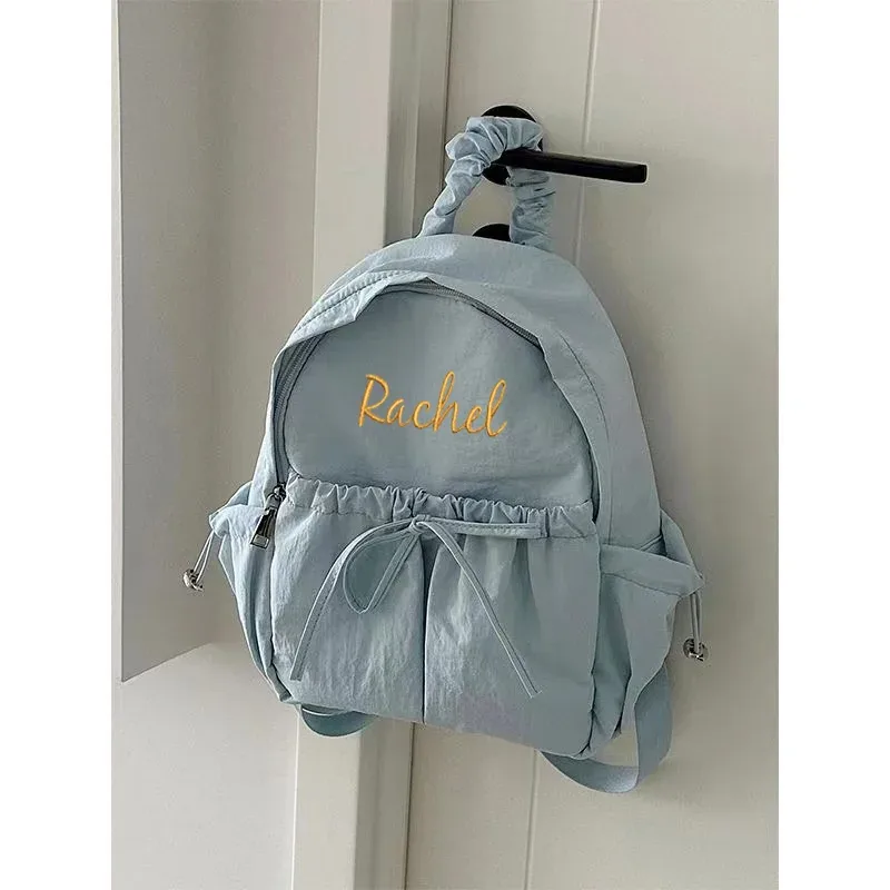 sac à dos en nylon de grande capacité, nœud wstring de proximité simple et polyvalent, nom brodé personnalisé