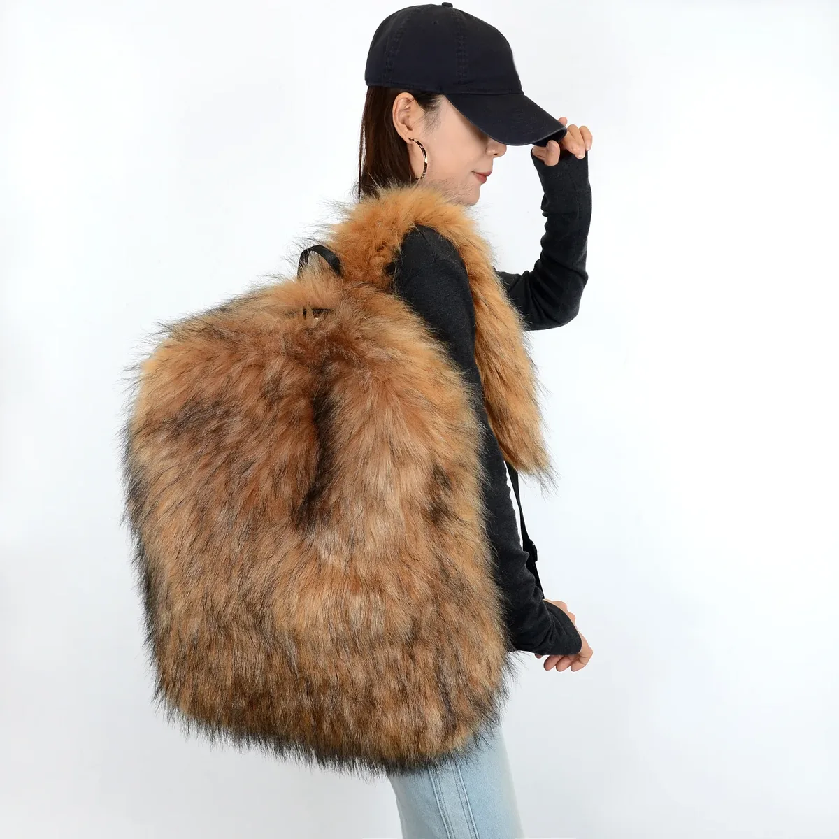 nouveau sac à dos en fausse fourrure grande capacité unisexe, sac à bandoulière en peluche pour voyage automne-hiver, sac à dos en tissu doux super grande taille unisexe