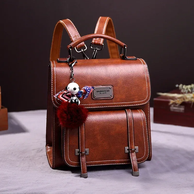 petit sac à dos femme en similicuir vintage de luxe – sacs à dos imperméables marron et noir 2026 – mochilas mujer juveniles