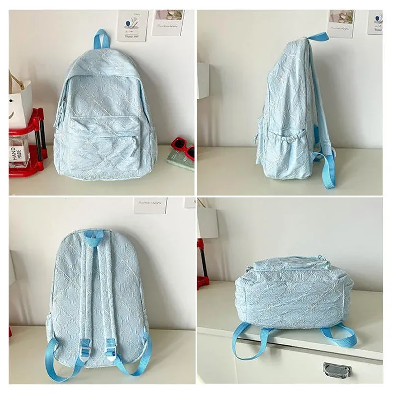 sac à dos d'étudiant imprimé grande capacité, motif papillon mignon et nœud, sac d'école tendance, esthétique décontractée, sac de voyage, sac à dos vintage
