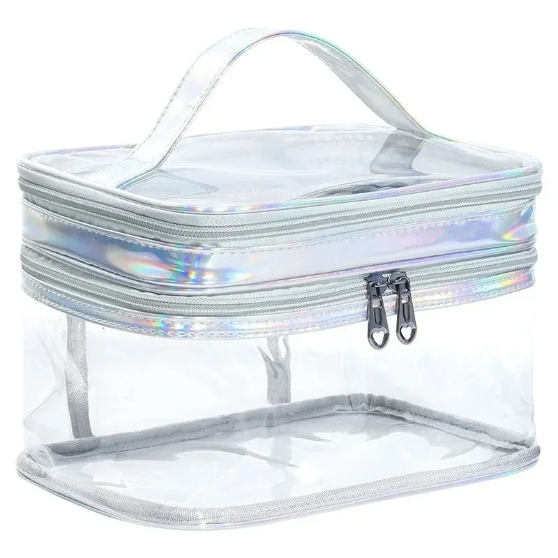 trousse de toilette transparente femme grande capacité, sac de voyage portable et imperméable pour filles, sac de rangement