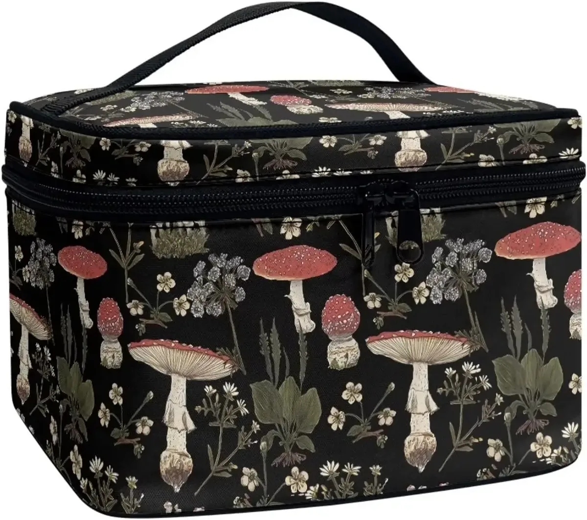 bronwn-trousse de maquillage portable avec fermeture à glissière, sac de toilette, fourre-tout pour cosmétiques, poudres imprimées, rétro, salle plus lente