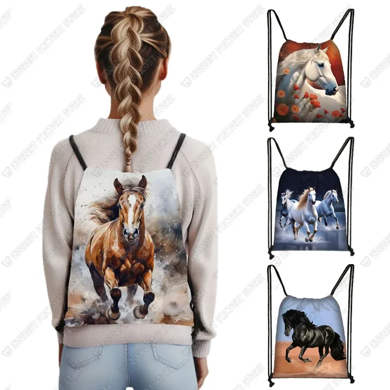 Sac à dos Cool Horse Colt Meadow Painting pour hommes et femmes, sac à bandoulière de proximité, sac de voyage à la mode, sacs de plage décontractés, porte-chaussures souple