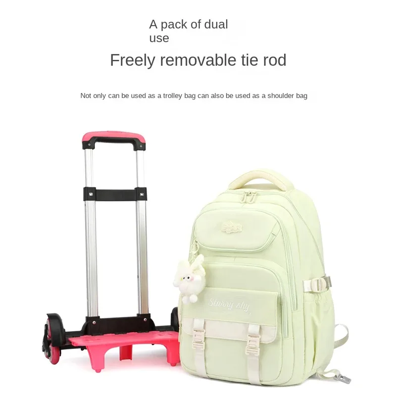 sac à dos scolaire pour enfants avec roulettes, sac à dos à roulettes pour filles, sac à dos d'étudiant, 2/6 roues, sac à dos scolaire à roulettes, sac à livres pour enfants