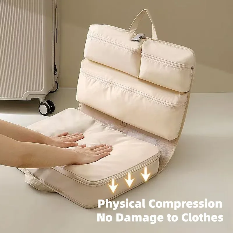 sac de voyage à compression physique 6 en 1, organisateur de lingerie multi-compartiments, pochette portable pour soutien-gorge, sous-vêtements, chaussettes et cosmétiques