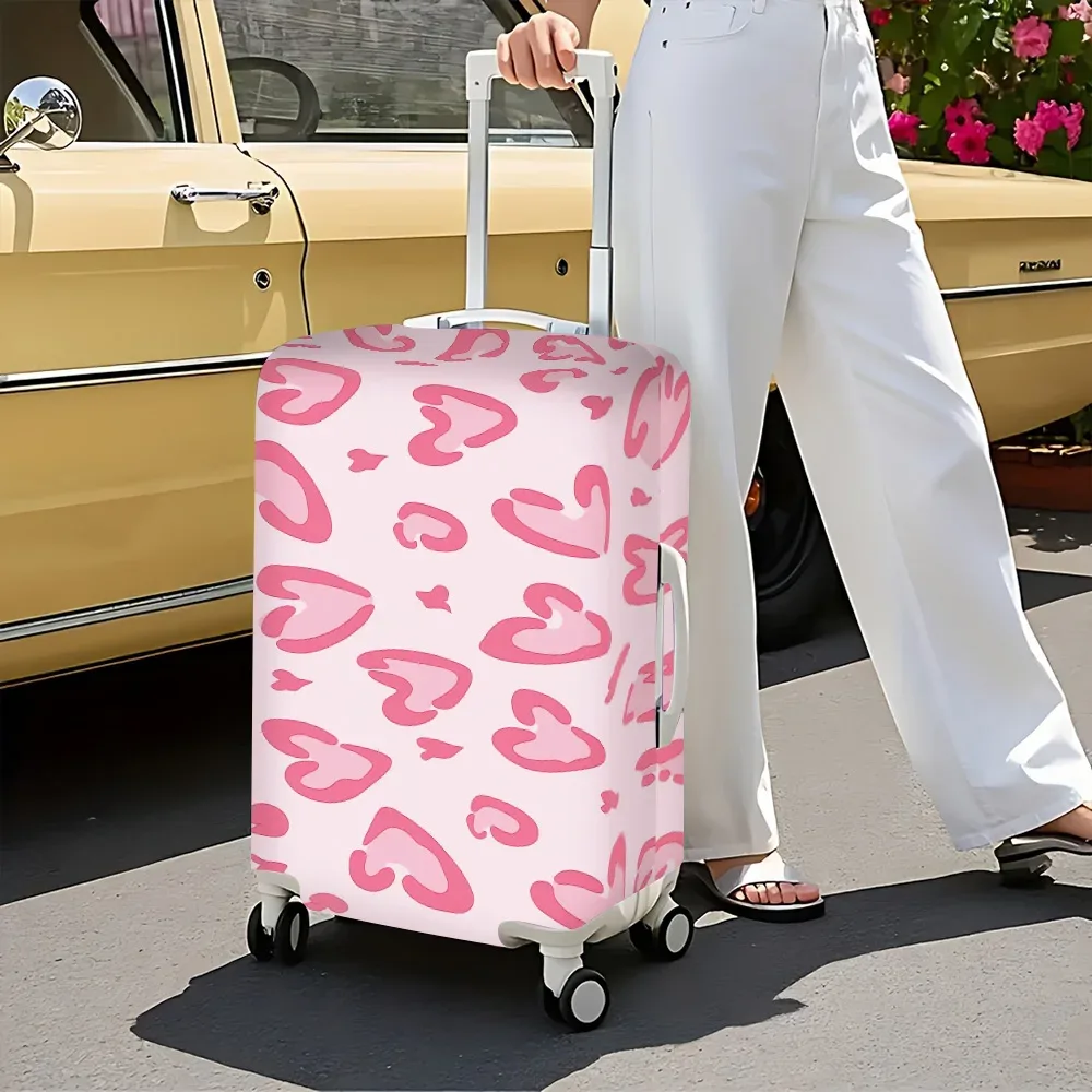 1 housse de bagage à motif abstrait rose pour bagages de 18 à 32 pouces ; accessoires de voyage anti-poussière et élastiques pour une protection efficace