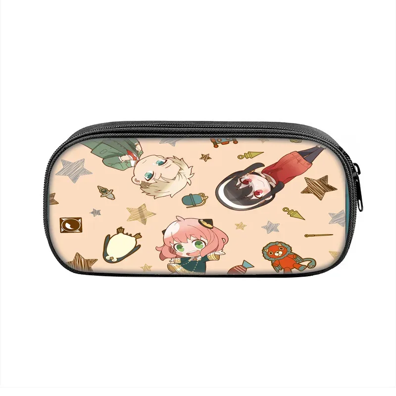 boîte à stylos espion × famille, sac pour étudiants, fournitures scolaires de grande capacité, trousses à crayons de jeu à fermeture éclair, cadeau d'anniversaire pour enfants