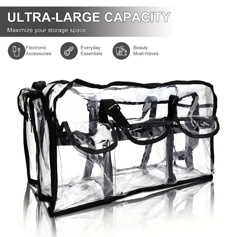 sac à cosmétiques transparent en pvc, étanche, grande capacité, organisateur de voyage, multifonctionnel, plage, natation, rangement, fourre-tout à bandoulière