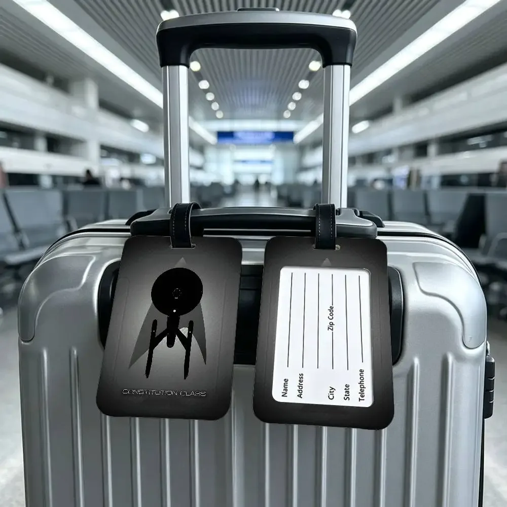 étiquette d'identification de bagage anti-perte en pvc avec logo star t-treks, porte-carte d'informations amovible, étiquette de bagage de voyage