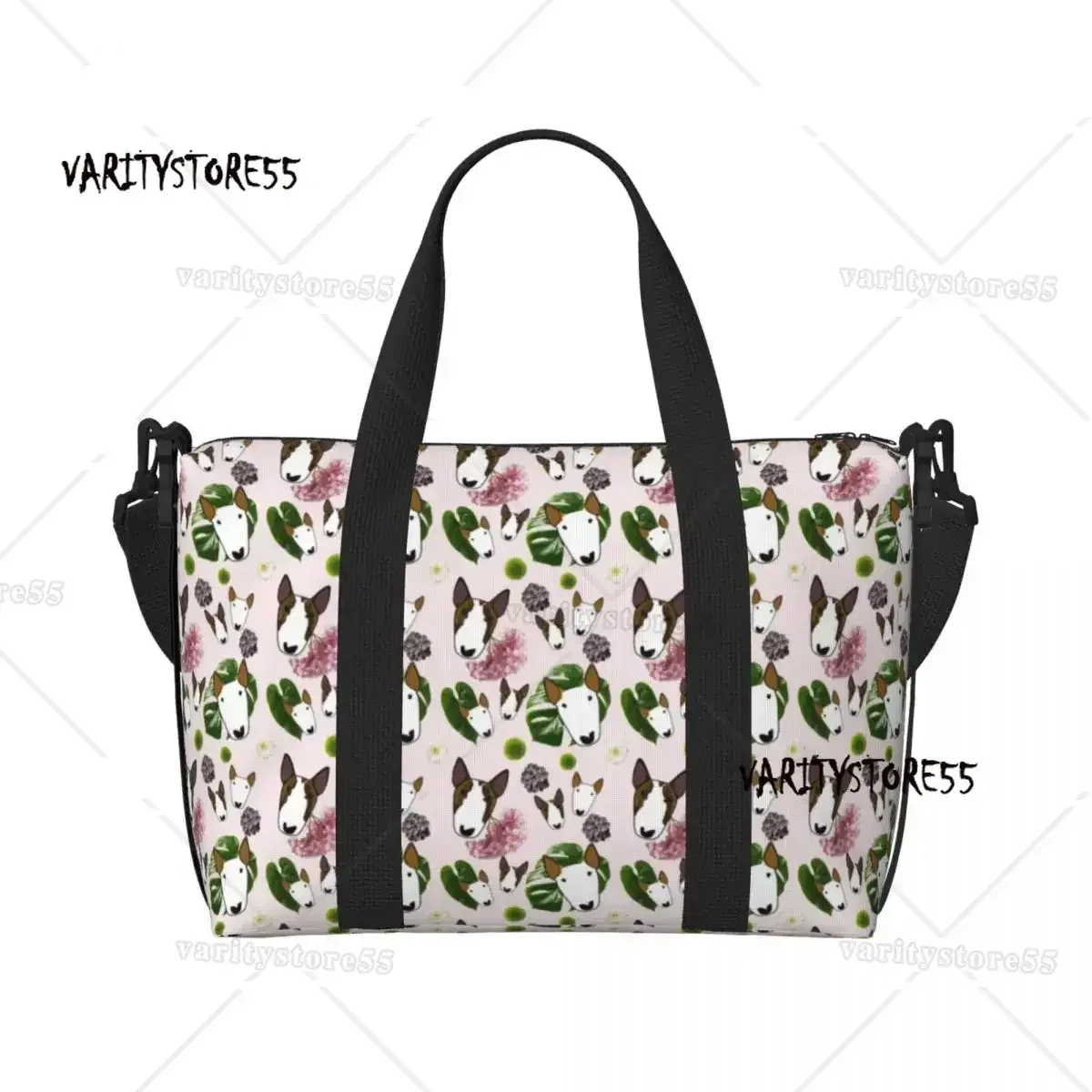 sac fourre-tout personnalisé à motif répété de chien bull terrier pour femmes, sac de voyage à bandoulière de grande capacité pour animaux de plage et de gymnastique