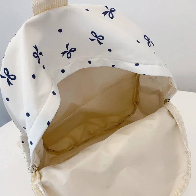 sac à dos matelassé à imprimé nœud ludique pour la rentrée scolaire, à usage quotidien, avec plusieurs poches, bretelles réglables, grande capacité
