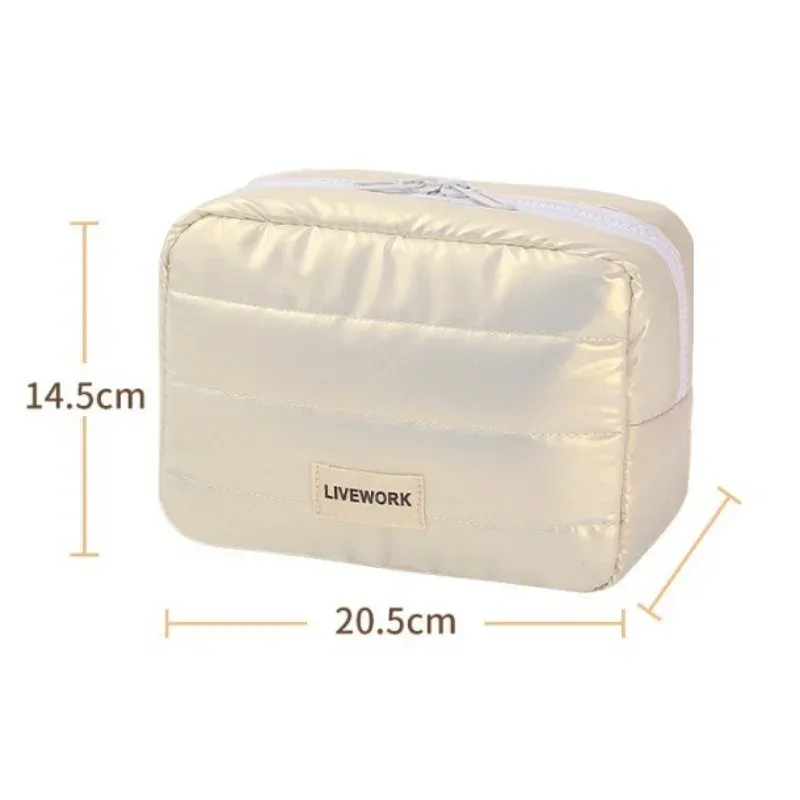 trousse de maquillage puffer grande capacité pour femmes, organiseur de maquillage esthétique, pochette portable à fermeture éclair, sac de rangement de voyage
