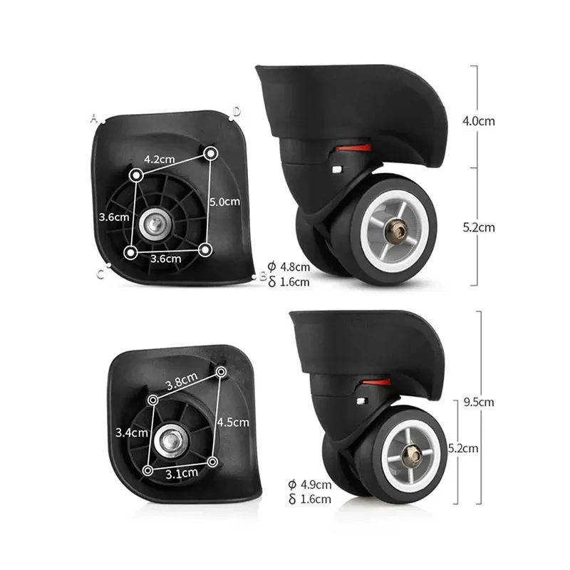 Roues doubles de valise de qualité supérieure, silencieuses, pivotantes, universelles, accessoires de réparation de bagages - W029