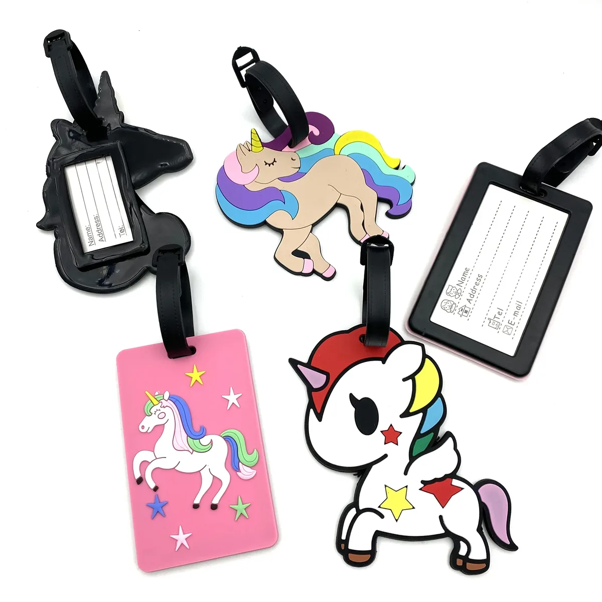 étiquette de bagage créative licorne mignonne, accessoires de voyage, porte-valise en gel de silice, étiquettes d'embarquement pour bagages, 1 pièce/2 pièces/3 pièces