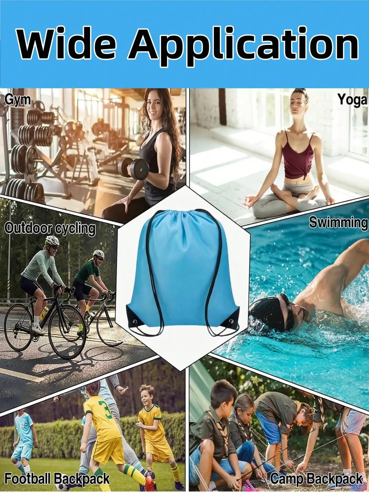 sacs à dos à cordon de serrage 1-10 couleurs, fourre-tout de rangement en polyester, sac à cordon en vrac pour le sport, la salle de sport, les voyages, la natation