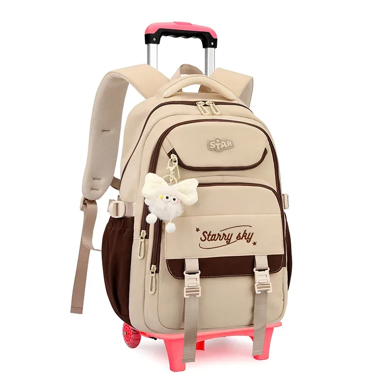 sac à dos scolaire pour enfants avec roulettes, sac à dos à roulettes pour filles, sac à dos d'étudiant, 2/6 roues, sac à dos scolaire à roulettes, sac à livres pour enfants