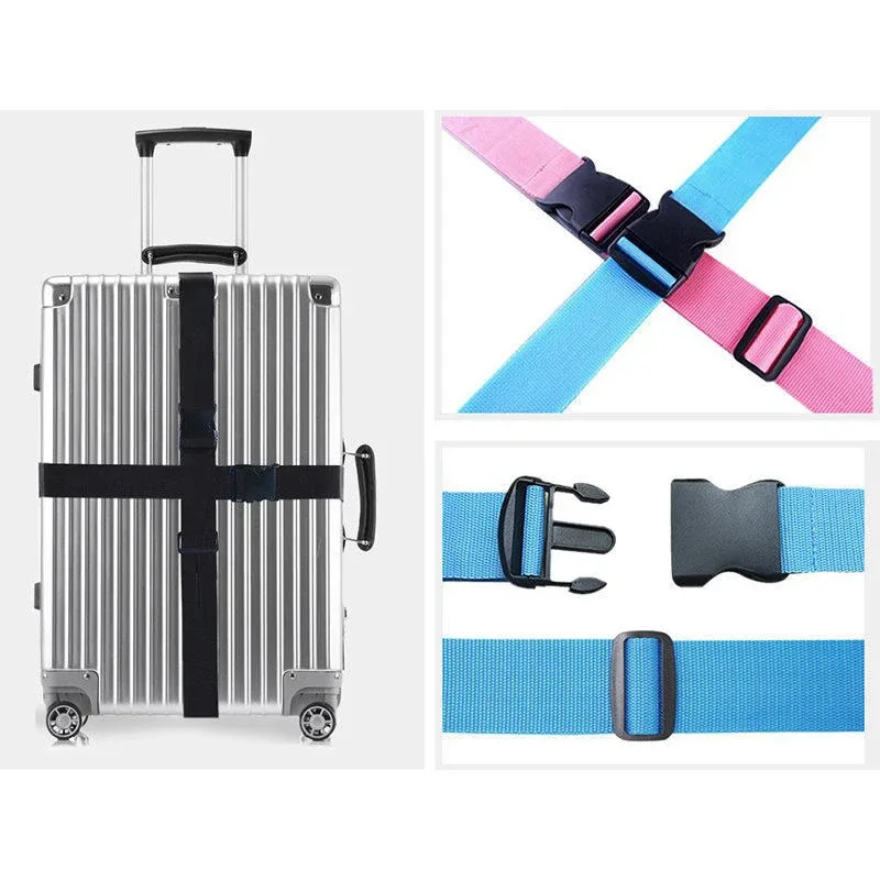 sangle de bagage en nylon réglable, 2 pièces, sangle à boucle pour valise de voyage, accessoires de voyage, emballage de valise, ceinture de sécurité