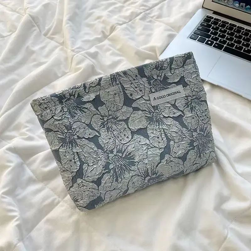 sac portable en relief floral rose, beau sac à cosmétiques élégant, sac de rangement simple de grande capacité, adapté à un usage quotidien