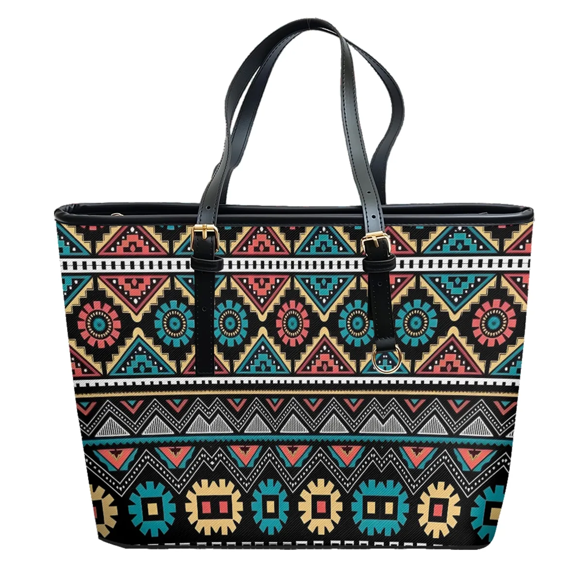 sac à bandoulière en cuir pvc oxford imprimé aztèque rétro, fourre-tout léger à fermeture éclair, minimaliste, usage quotidien, sac à main convertible pour le travail et le week-end