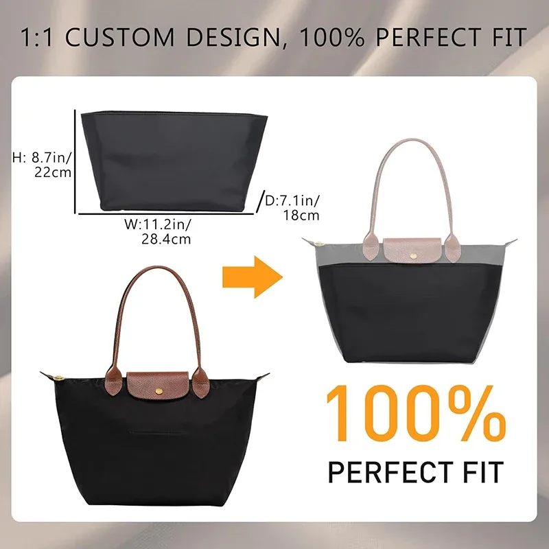 organisateur de sac en nylon pour longchamp s m l – insert de rangement durable pour sac, accessoires de modification intérieure
