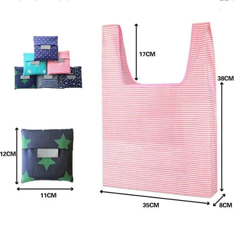 sac de courses pliable vert imprimé à la mode, pochette pliante, sacs à main pratiques, sacs de rangement de grande capacité, 1 pièce