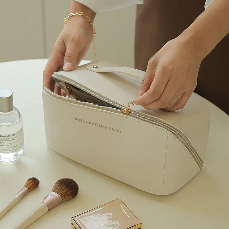 sacs à cosmétiques pour femmes, pochette de maquillage élégante en cuir pu, organisateur de produits de toilette de voyage, sac à main de rangement, fourre-tout de maquillage coréen