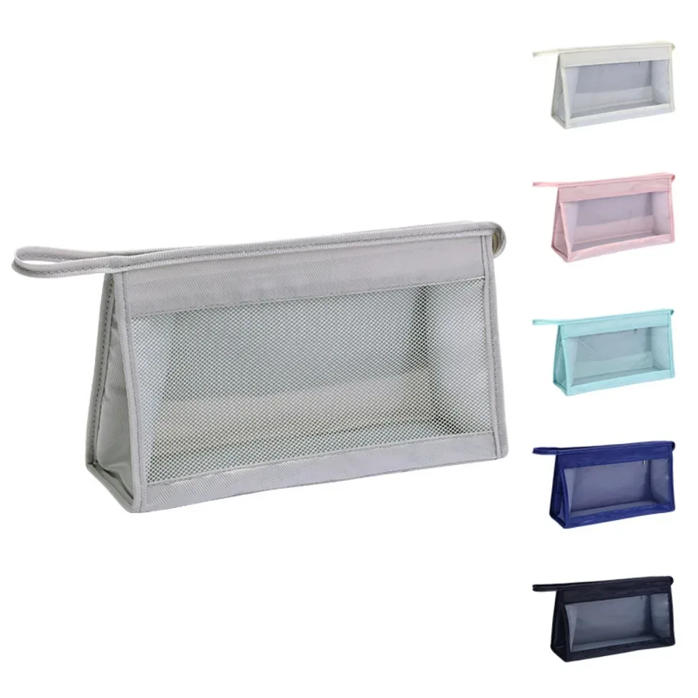 trousse de toilette portable à fermeture éclair, sac en filet à main, grande capacité, pochette de maquillage suspendue pour le camping
